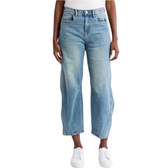 BlankNYC Barrel Leg Jeans High Rise Cropped Ankle Light Wash Blue Women's 28 - Picture 1 of 9